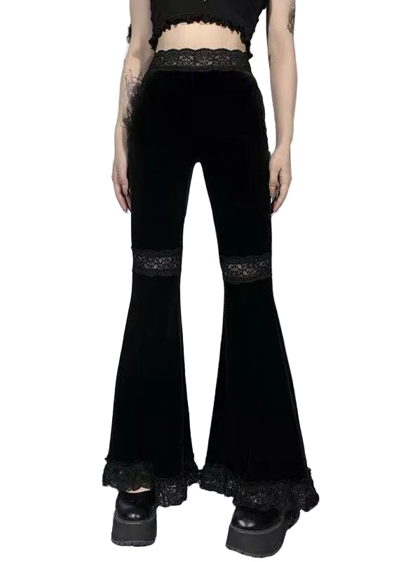 Women's High Waist Patchwork Lace Pants Fall Style 0