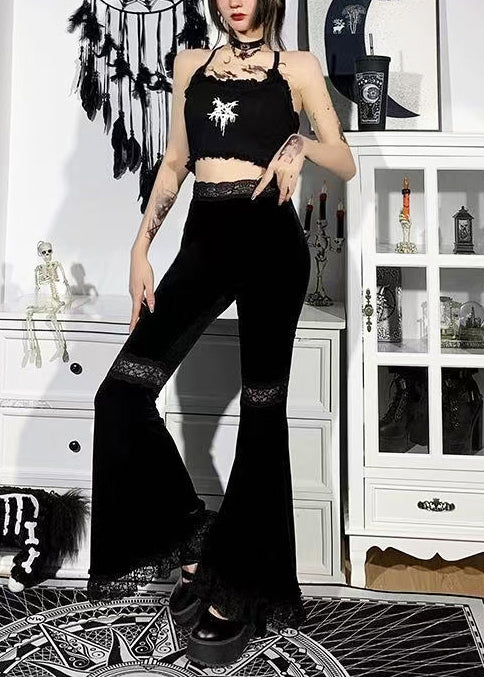 Women's High Waist Patchwork Lace Pants Fall Style 1