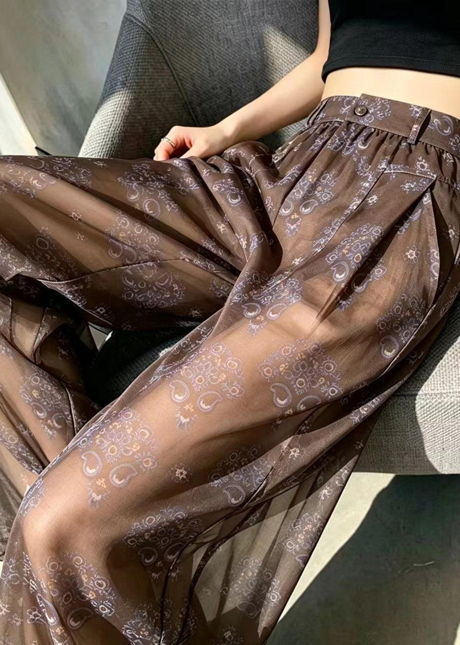 Women's High Waist Printed Sheer Pants Summer Style 4