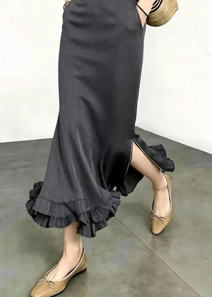 Women's High Waist Striped Mermaid Skirt with Pockets 3
