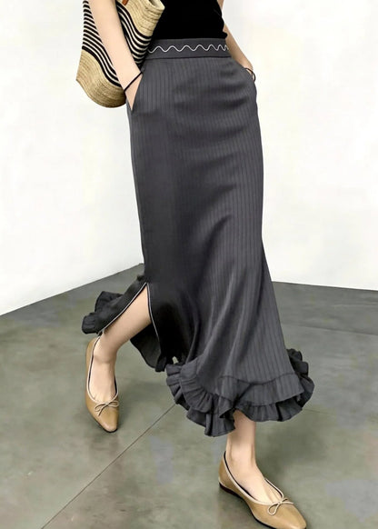 Women's High Waist Striped Mermaid Skirt with Pockets 4