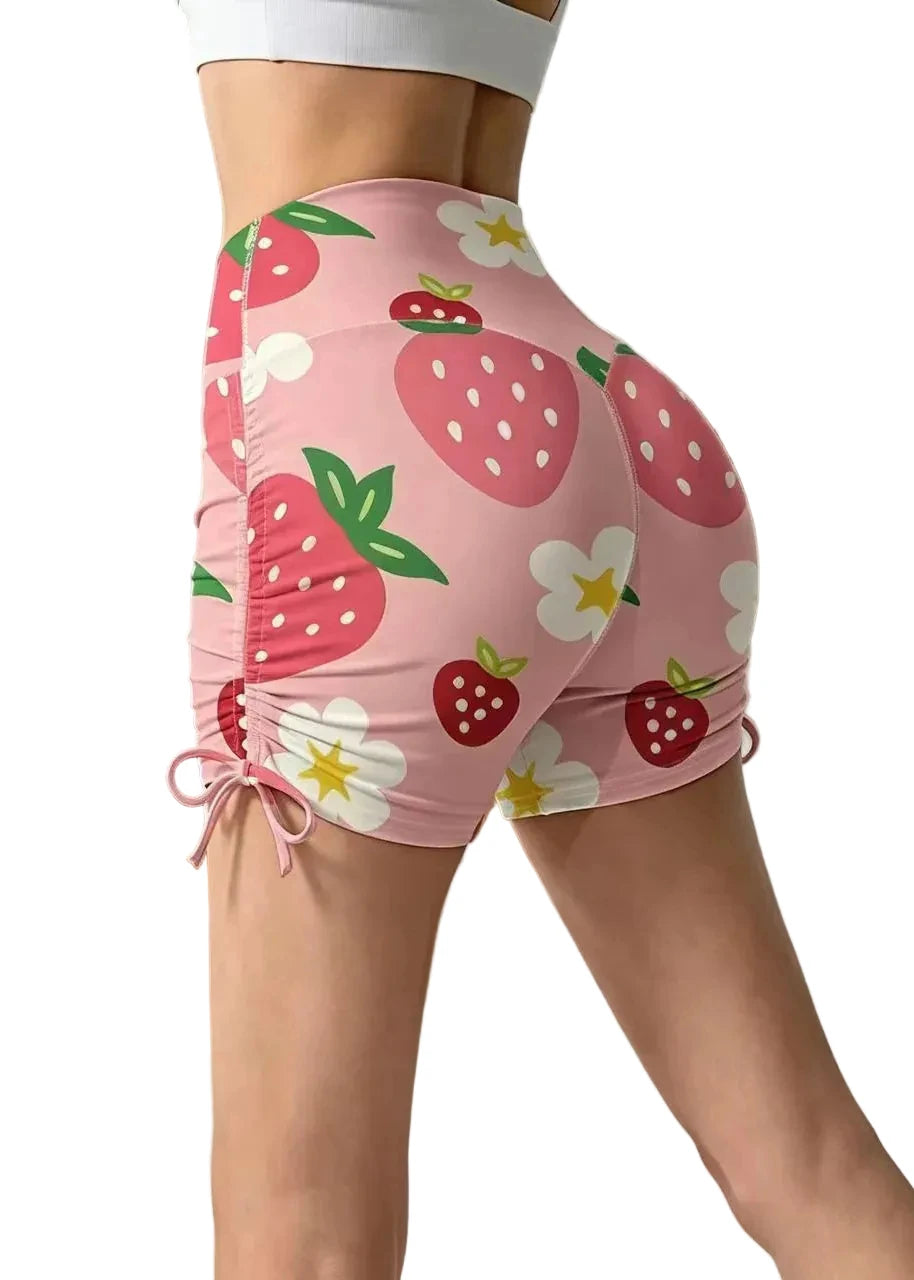 Women's High Waist Workout Shorts with Drawstring and Scrunch Detail 0