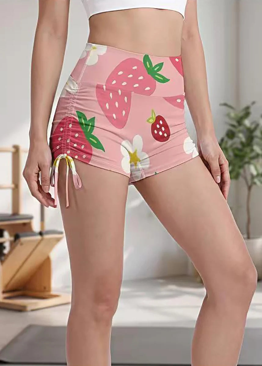 Women's High Waist Workout Shorts with Drawstring and Scrunch Detail 1