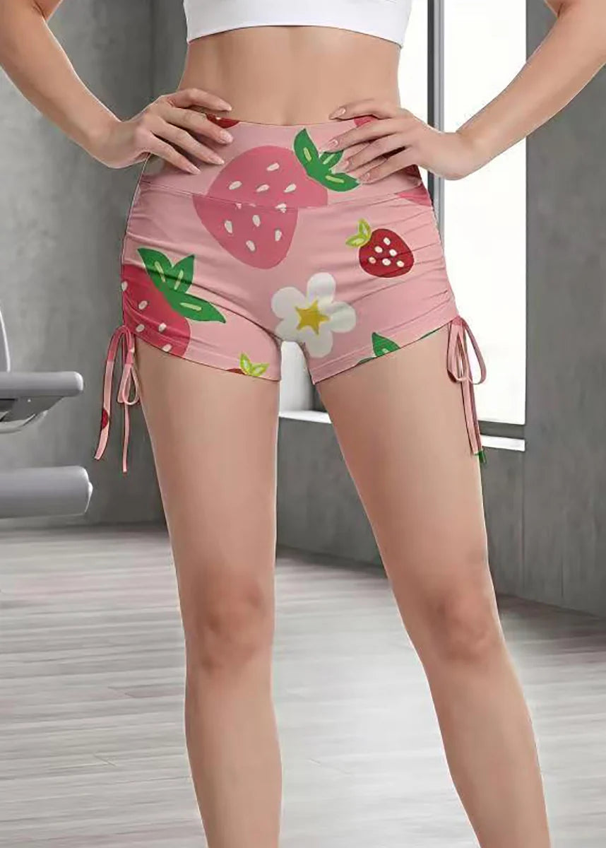 Women's High Waist Workout Shorts with Drawstring and Scrunch Detail 3