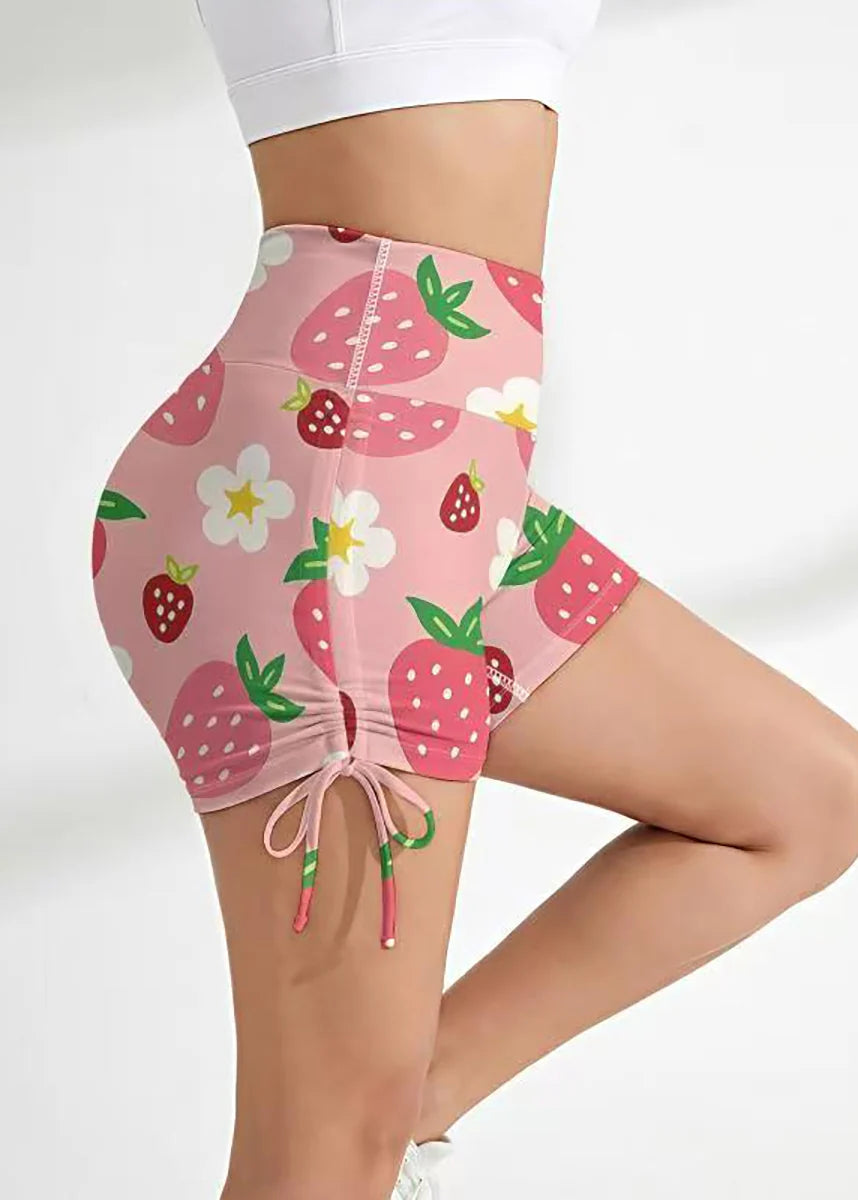 Women's High Waist Workout Shorts with Drawstring and Scrunch Detail 4