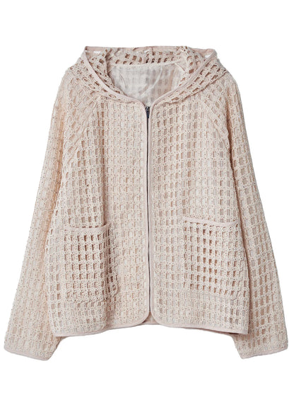 Women's Hooded Knit Coat Hollow Out Design 4