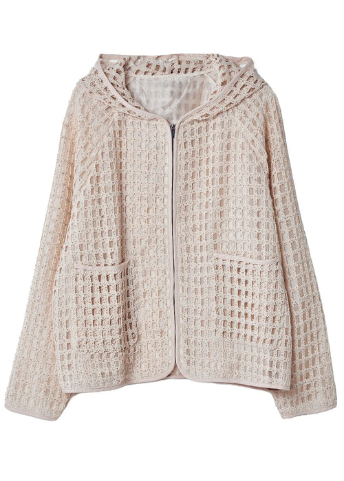 Women's Hooded Knit Coat Hollow Out Design 4