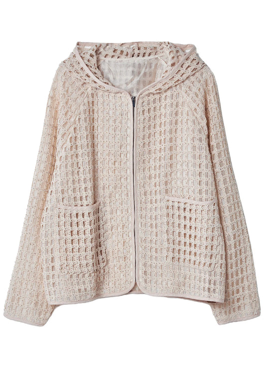 Women's Hooded Knit Coat Hollow Out Design 4