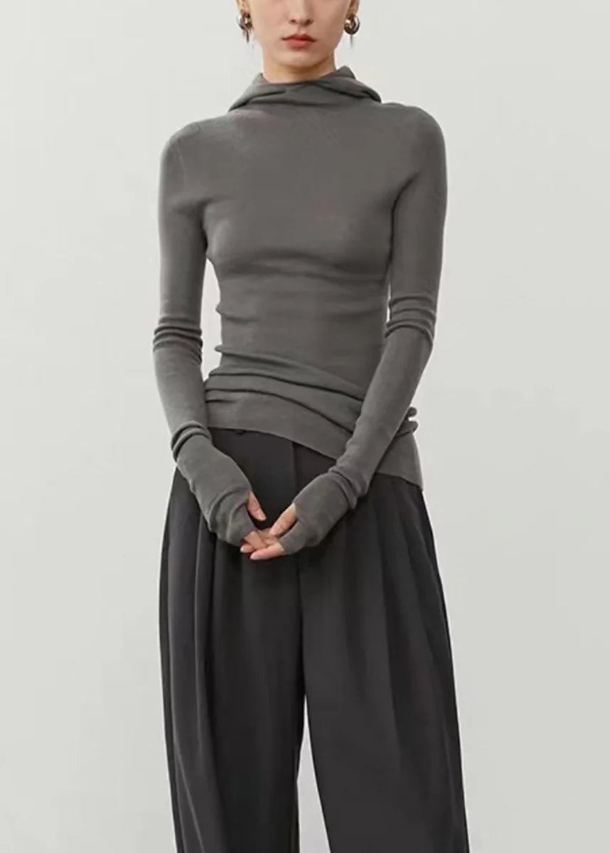 Women's Hooded Knit Sweater Slim Fit Layered Style 2