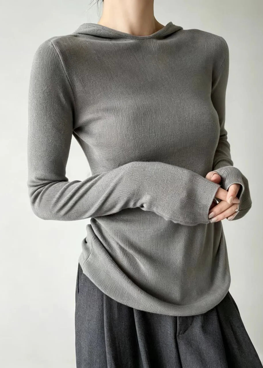 Women's Hooded Sweater Long Sleeve with Thumb Holes 2