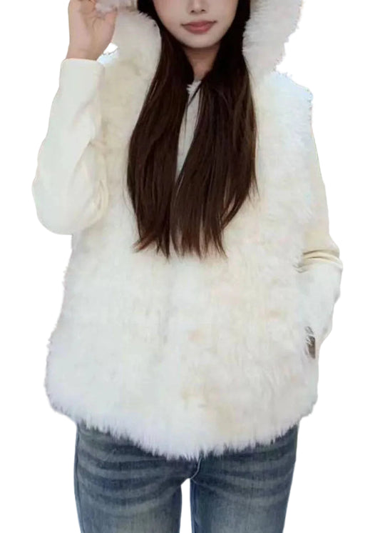 Women's Hooded Waistcoat with Pockets Casual Winter Vest 1