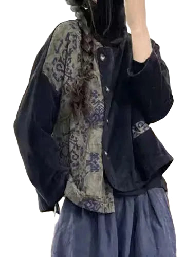 Women's Jacket Asymmetrical Patchwork Casual Style 0