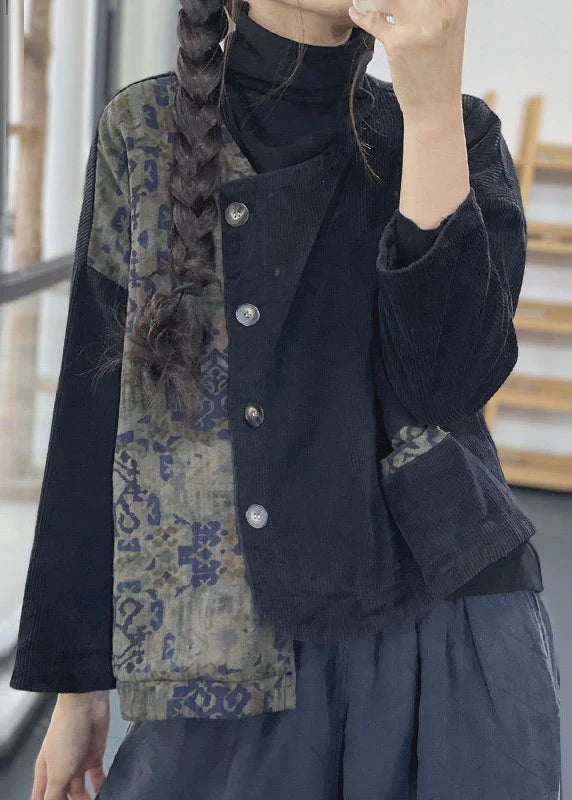 Women's Jacket Asymmetrical Patchwork Casual Style 2