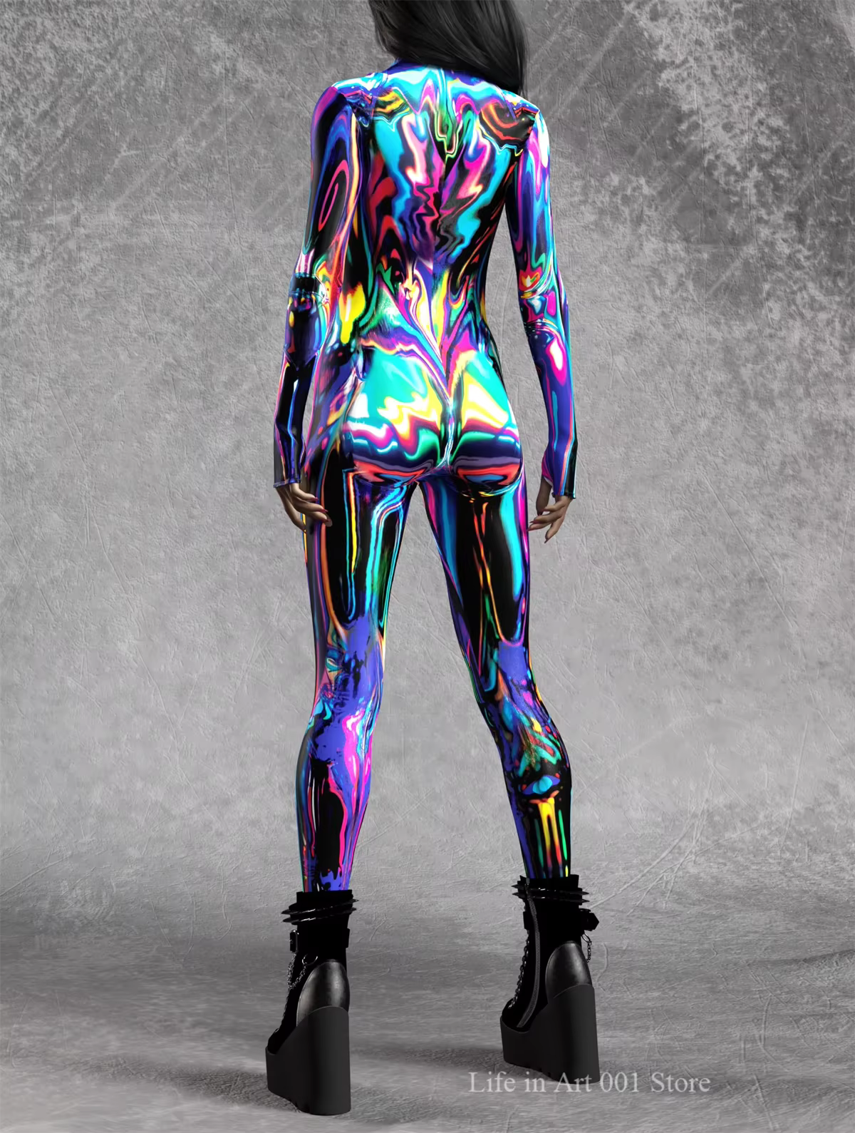 Women's Jumpsuit 3D Chrome Print Steampunk Style 3