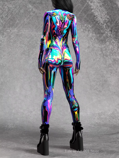 Women's Jumpsuit 3D Chrome Print Steampunk Style 3