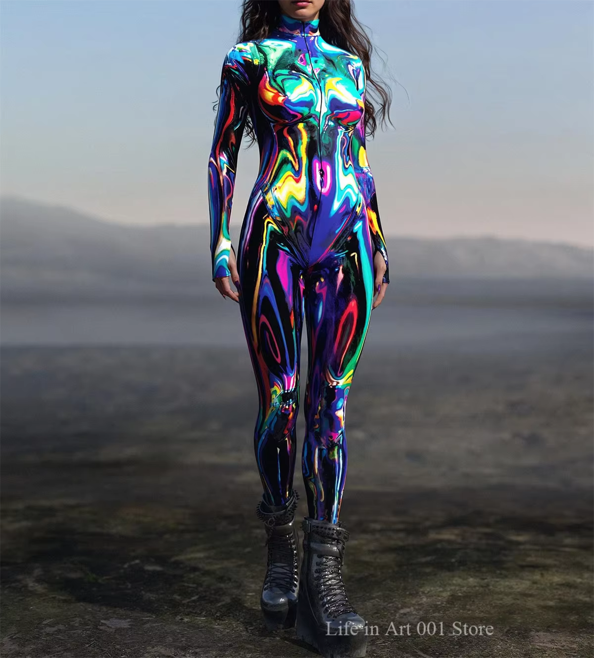 Women's Jumpsuit 3D Chrome Print Steampunk Style 4