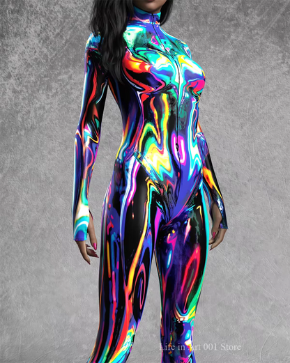 Women's Jumpsuit 3D Chrome Print Steampunk Style 5