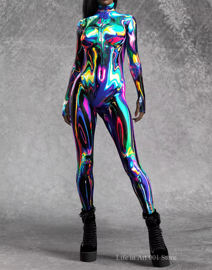 Women's Jumpsuit 3D Chrome Print Steampunk Style 6