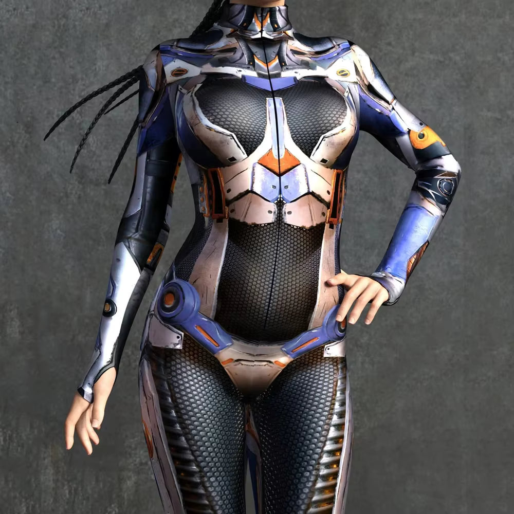 Women's Jumpsuit Cyber Armor 3D Print Bodysuit for Cosplay and Festivals 0