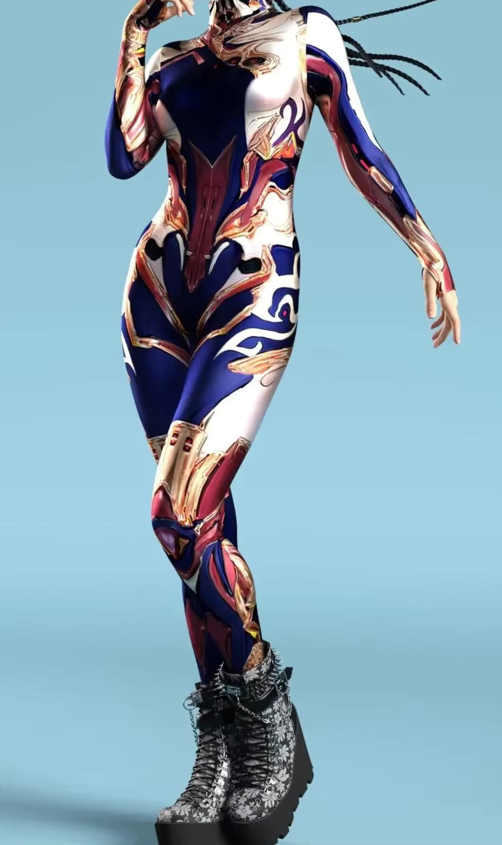 Women's Jumpsuit Cyber Armor 3D Print Bodysuit for Cosplay and Festivals 10