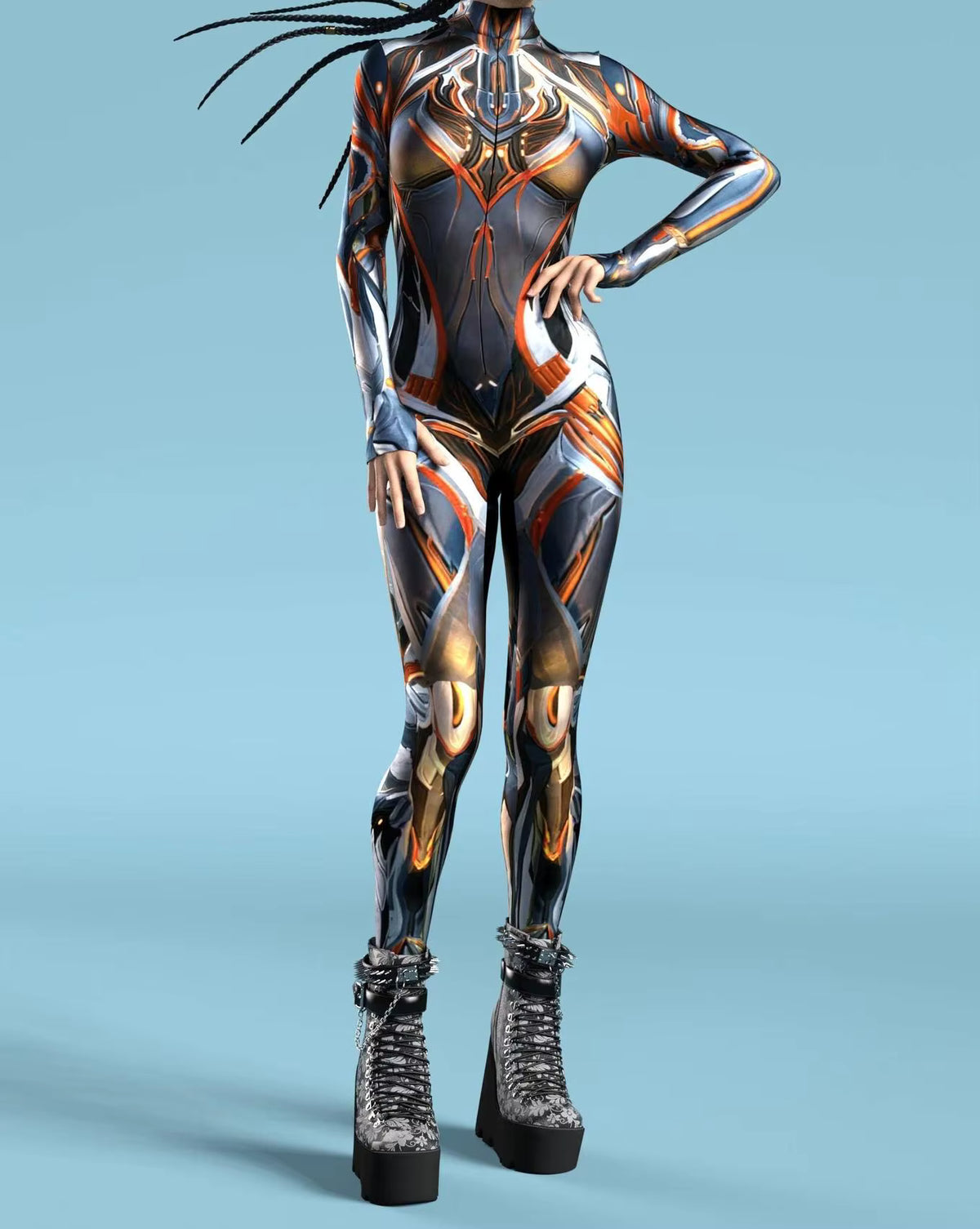 Women's Jumpsuit Cyber Armor 3D Print Bodysuit for Cosplay and Festivals 13