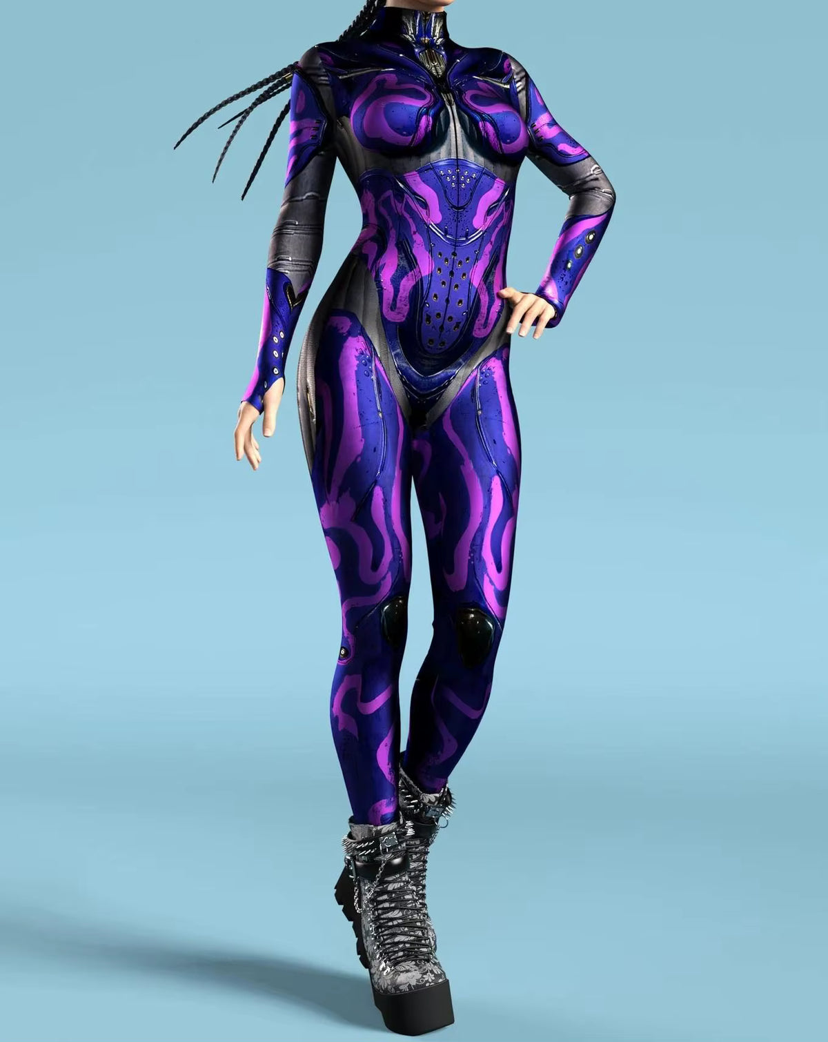 Women's Jumpsuit Cyber Armor 3D Print Bodysuit for Cosplay and Festivals 2