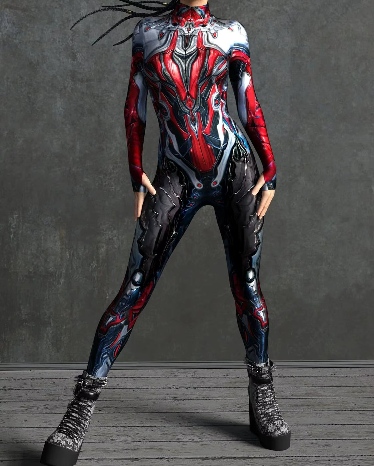 Women's Jumpsuit Cyber Armor 3D Print Bodysuit for Cosplay and Festivals 3