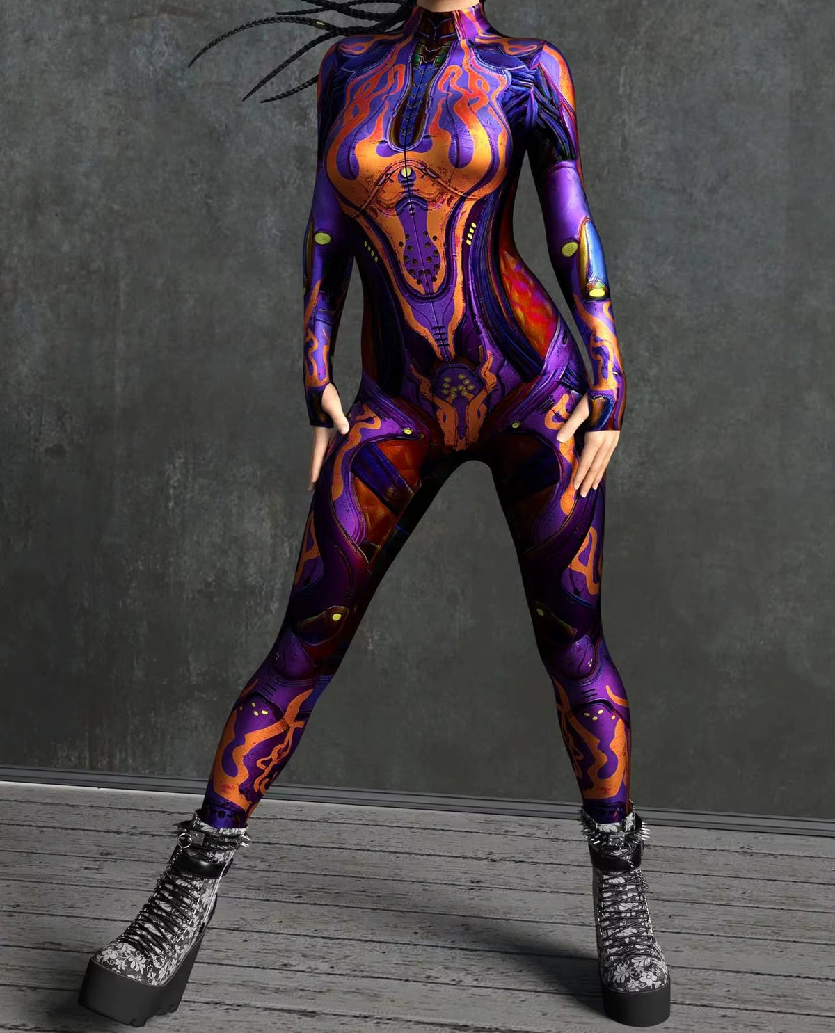 Women's Jumpsuit Cyber Armor 3D Print Bodysuit for Cosplay and Festivals 5
