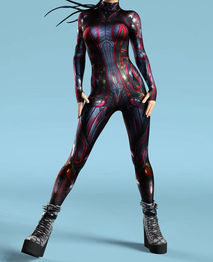 Women's Jumpsuit Cyber Armor 3D Print Bodysuit for Cosplay and Festivals 6