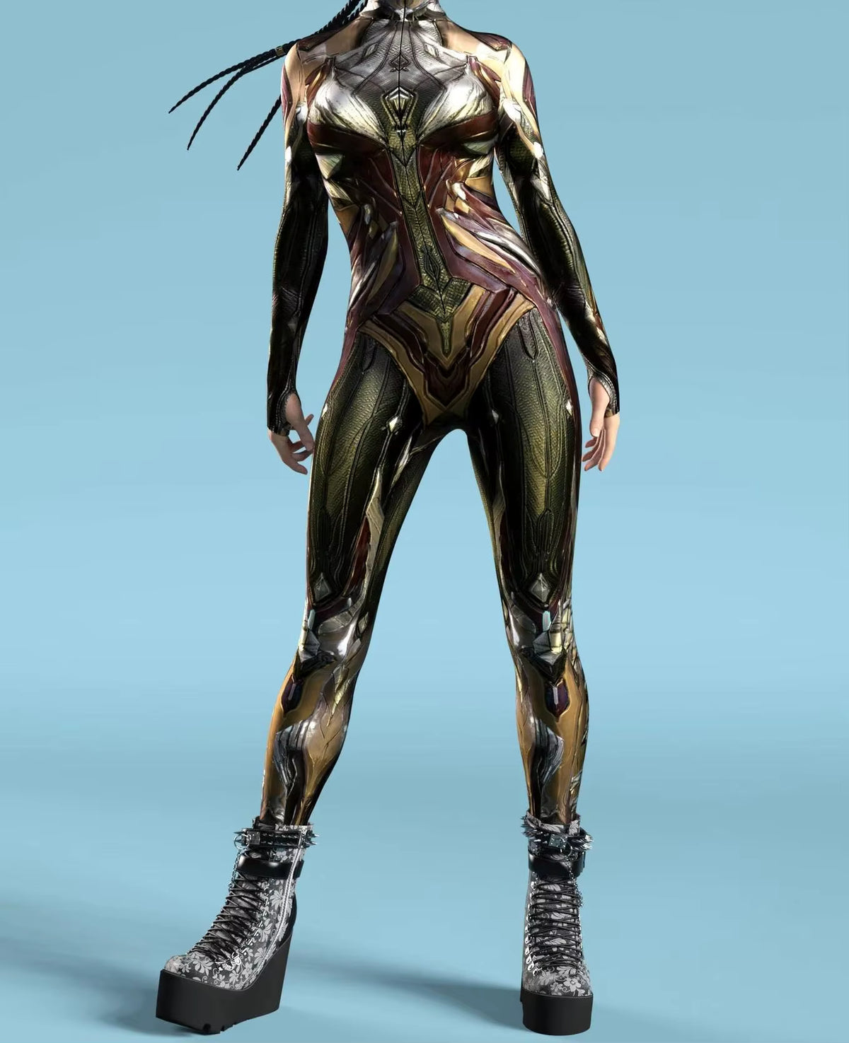 Women's Jumpsuit Cyber Armor 3D Print Bodysuit for Cosplay and Festivals 8