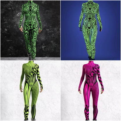 Women's Jumpsuit Cyberpunk Muscle Design for Cosplay and Performance 0