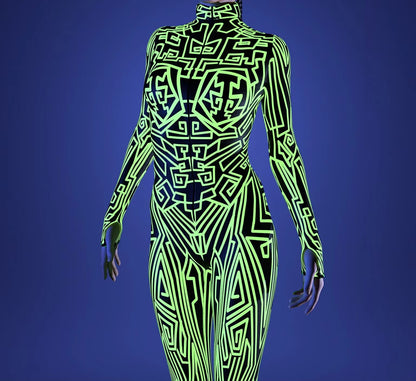 Women's Jumpsuit Cyberpunk Muscle Design for Cosplay and Performance 11