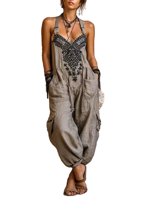 Women's Jumpsuit Sleeveless Halter Fitted with Pockets 0