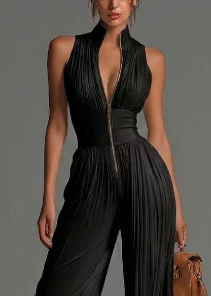 Women's Jumpsuit Textured Zip-Up Design 3