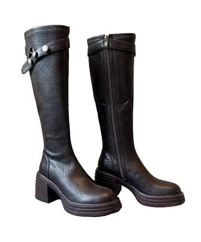 Women's Knee Boots Chunky Heel Boho Style 4
