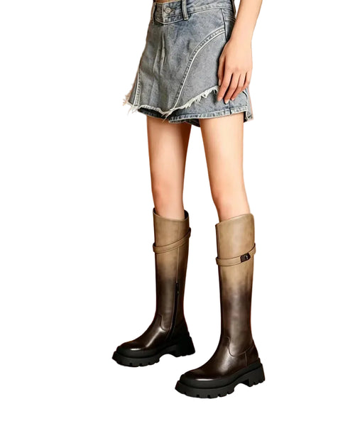 Women's Knee Boots Chunky Heel Vintage Style 2