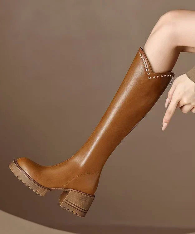 Women's Knee Boots Rivet Combat Style 0