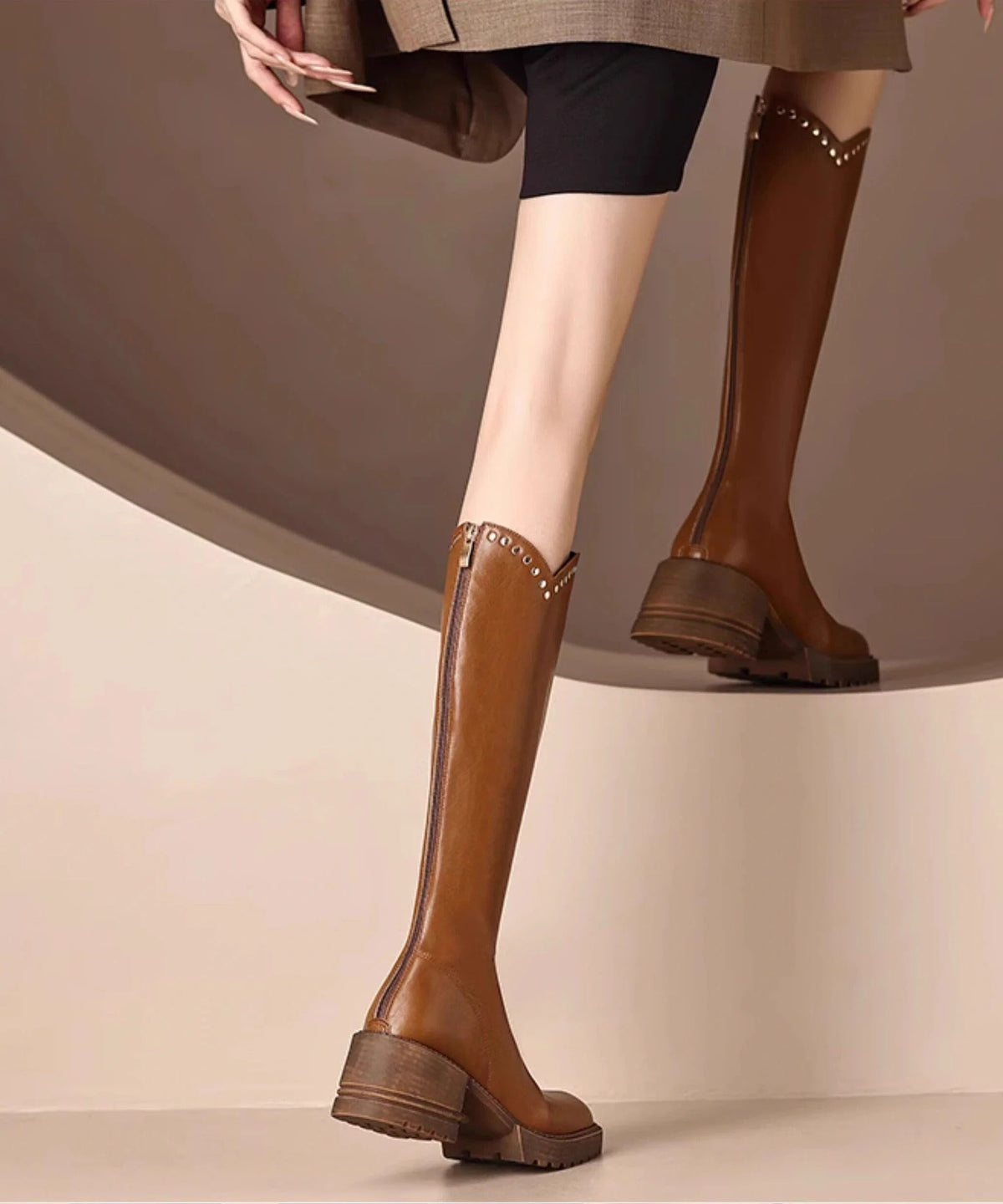 Women's Knee Boots Rivet Combat Style 2