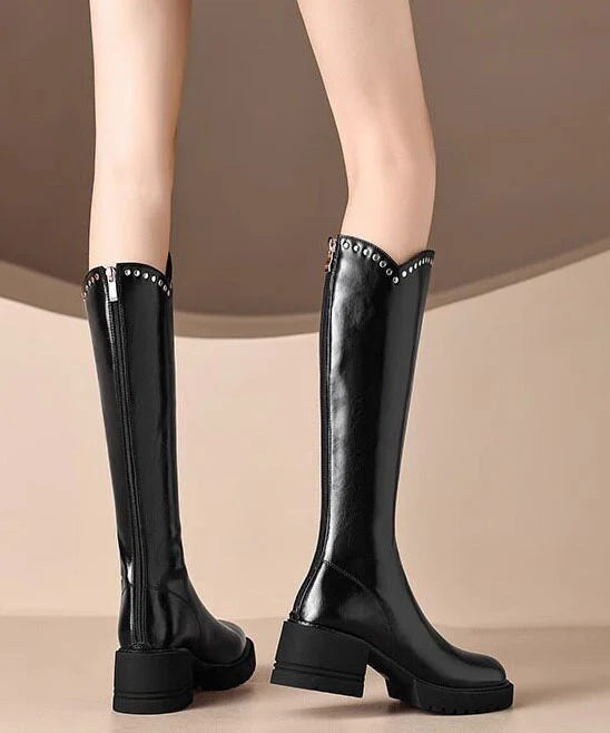 Women's Knee Boots Rivet Detail Fitted Style 3