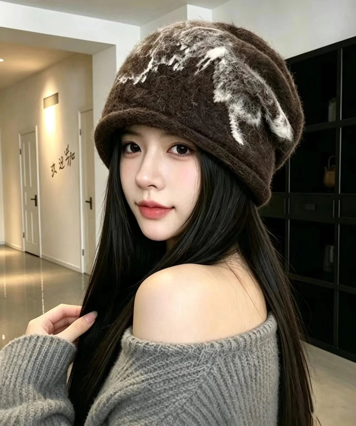 Women's Knit Bonnie Hat Printed Pattern 3