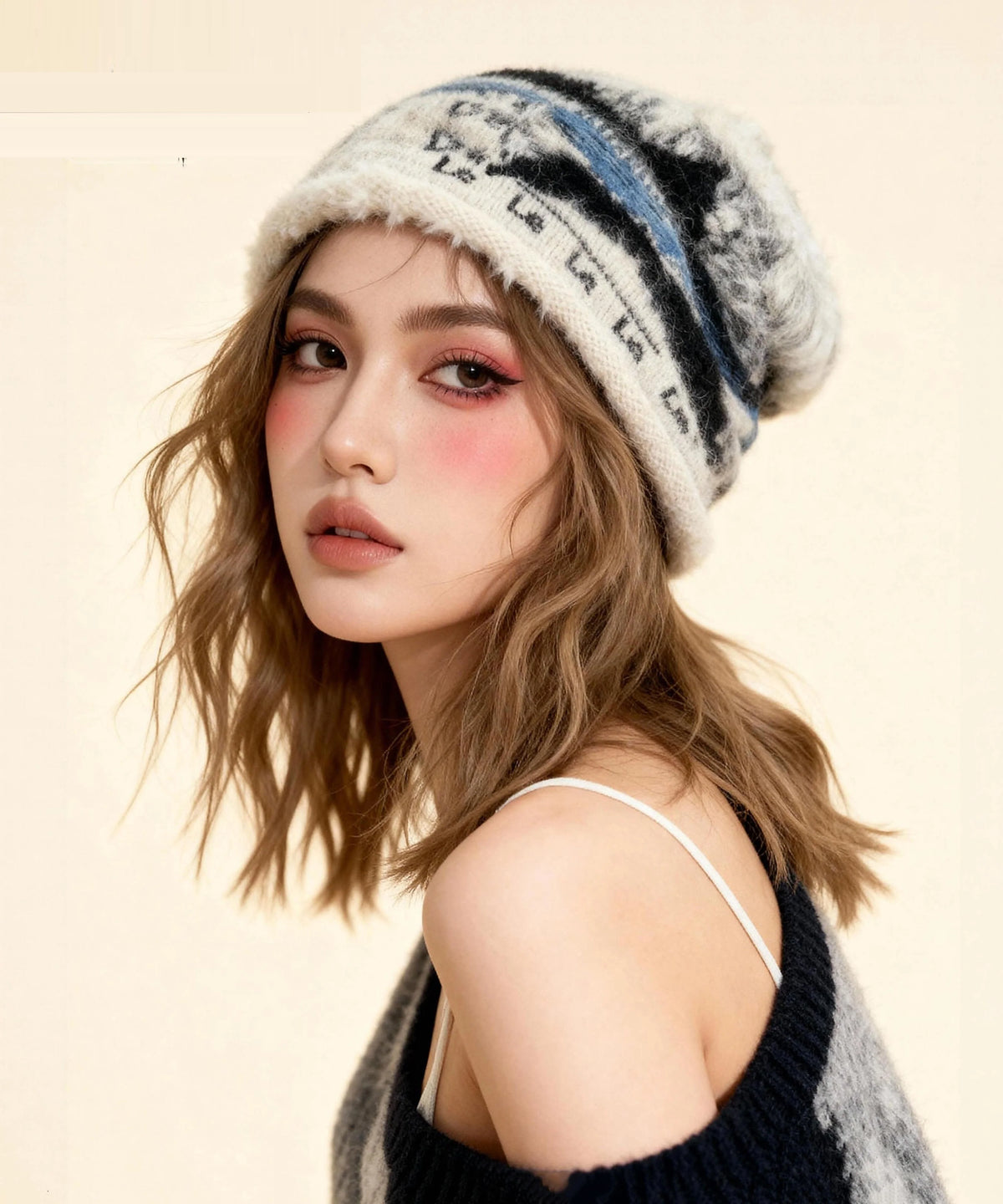 Women's Knit Bonnie Hat Printed Style 4