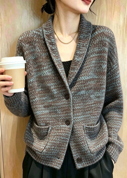 Women's Knit Cardigan with Peter Pan Collar and Pockets Long Sleeve 2