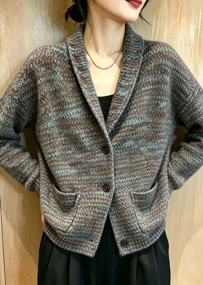 Women's Knit Cardigan with Peter Pan Collar and Pockets Long Sleeve 4