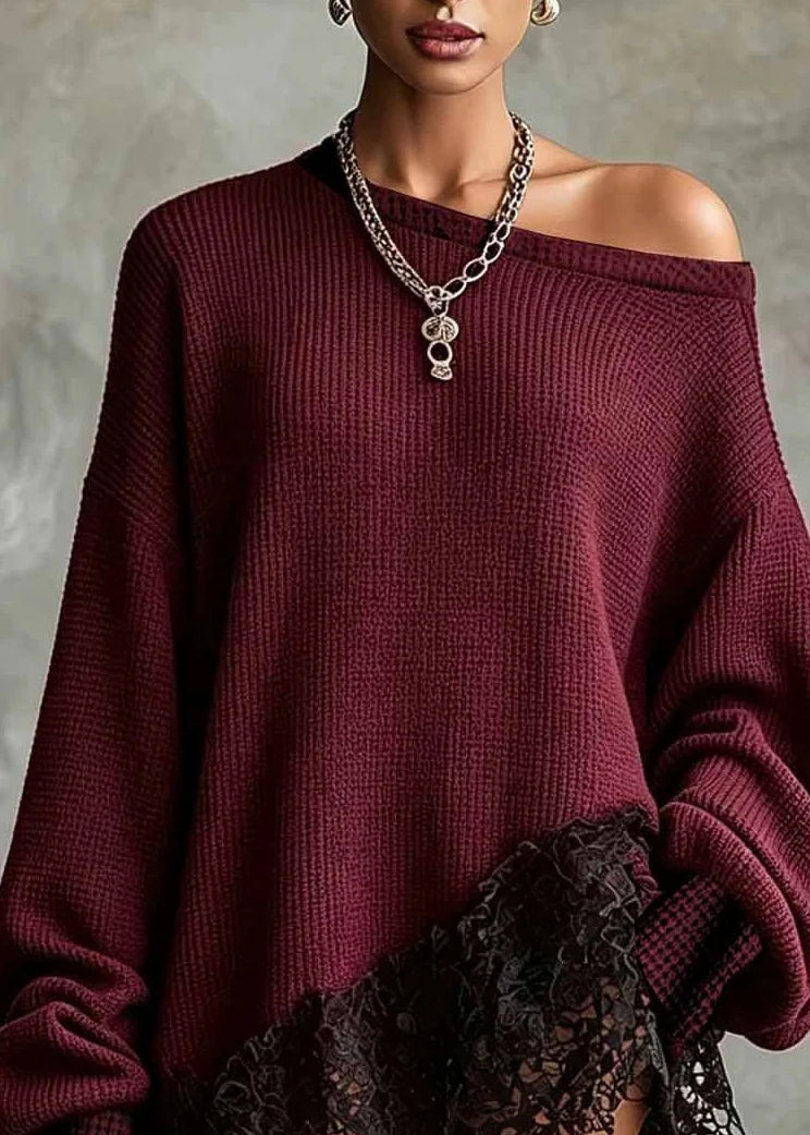 Women's Knit Dress Asymmetrical Patchwork Loose Fit 2