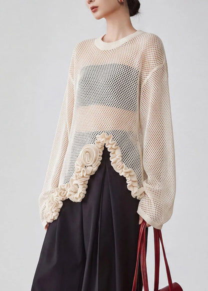 Women's Knit Shirt Asymmetrical Floral Design 4