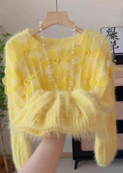 Women's Knit Sweater Floral Pattern Winter Top 1
