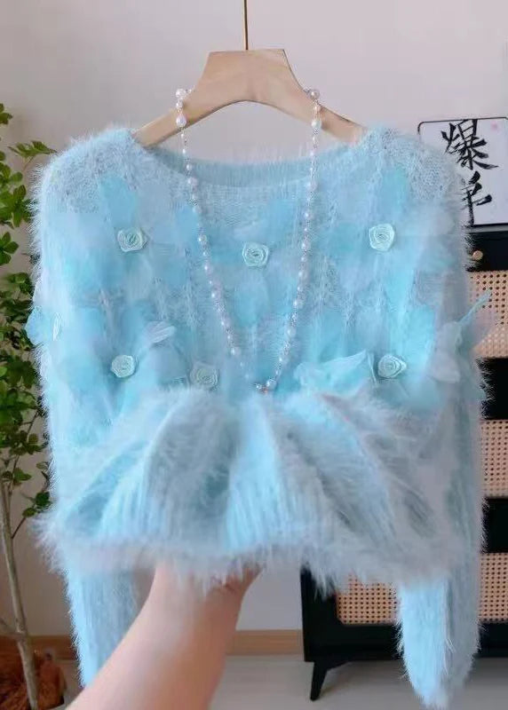 Women's Knit Sweater Floral Pattern Winter Top 2