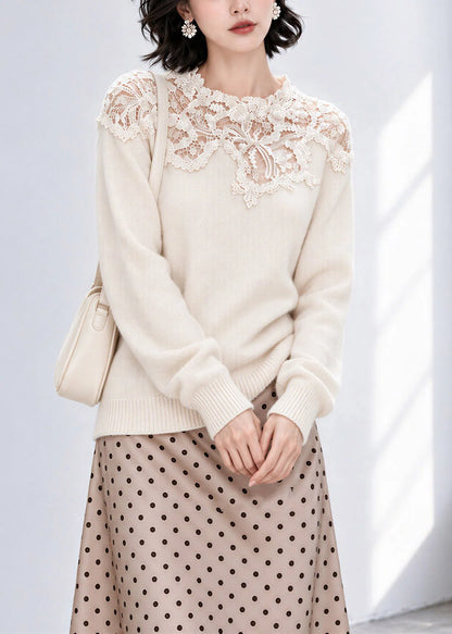 Women's Knit Sweater Lace Patchwork Style 1