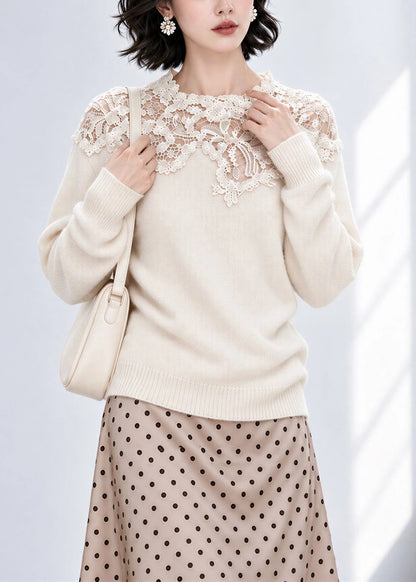 Women's Knit Sweater Lace Patchwork Style 3