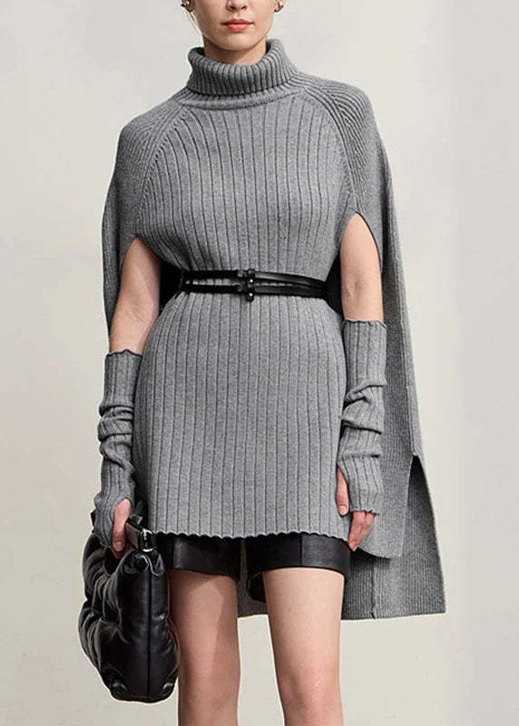 Women's Knit Sweater Low High Design 1